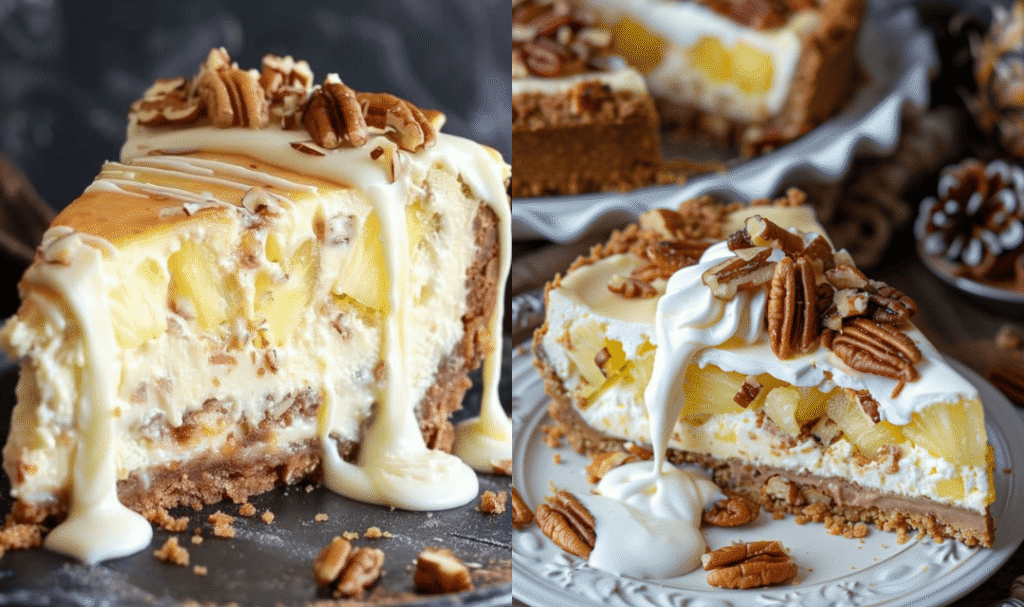 Cheesecake de ananás com chocolate branco e nozes