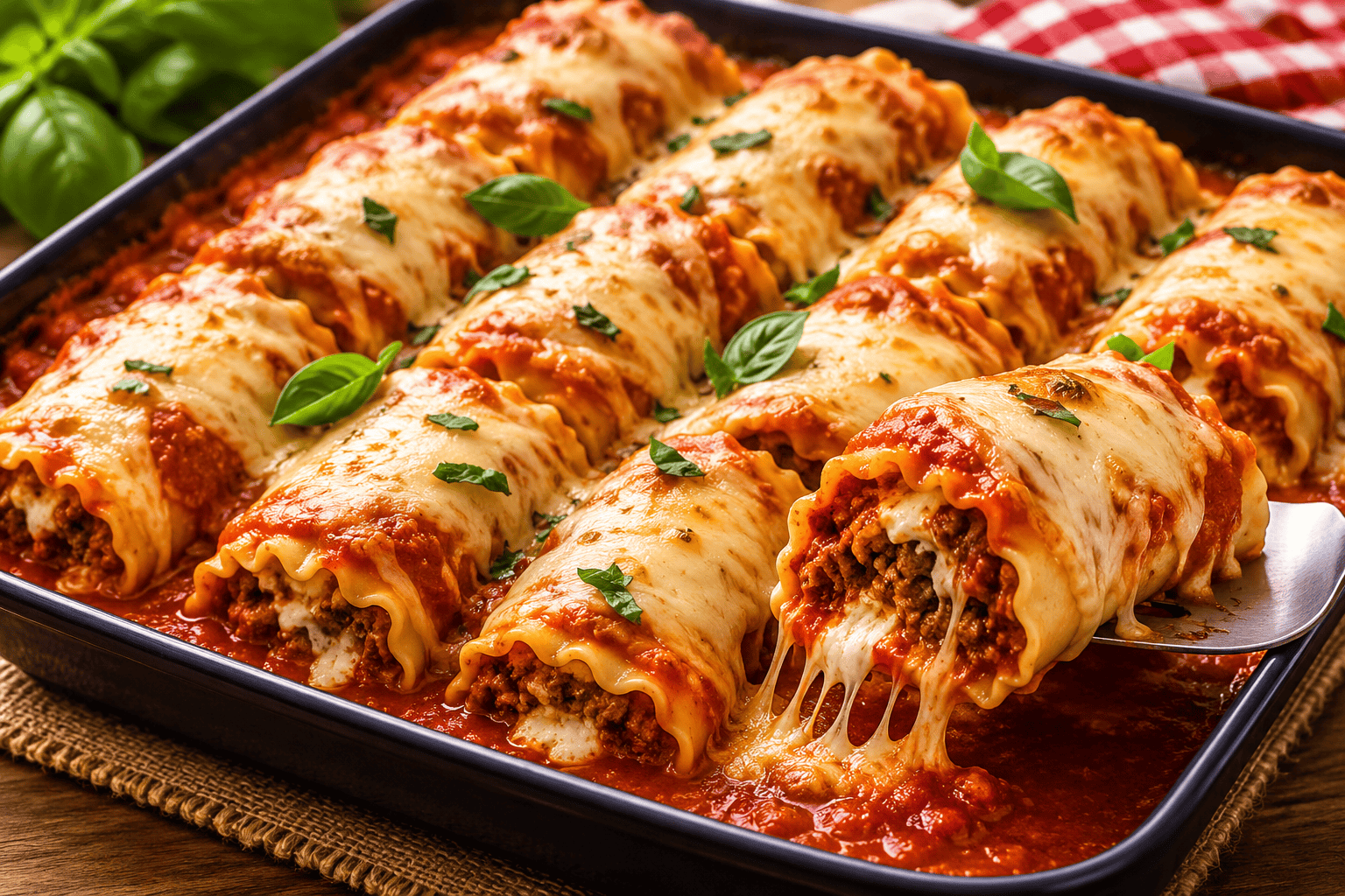 Rolo de Lasanha Recheada com Carne e Ricota: uma receita cremosa, fácil e perfeita para o almoço em família