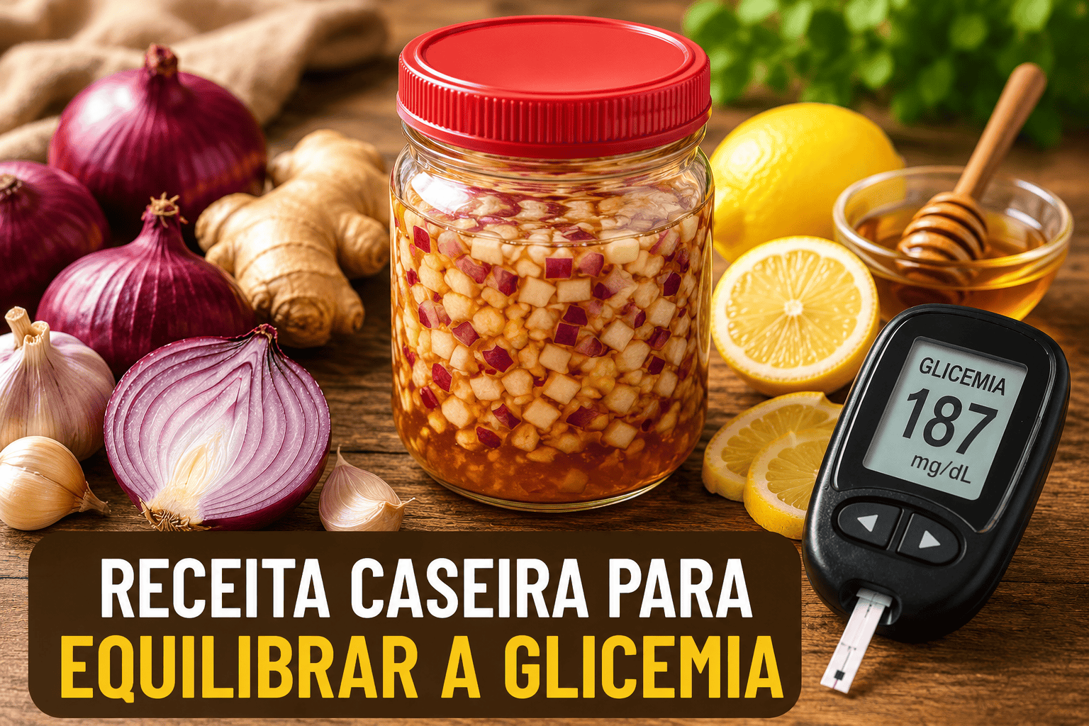 CEBOLA ROCHA, ALHO E LIMÃO: Essa Mistura Natural Ajuda a Equilibrar a Glicemia