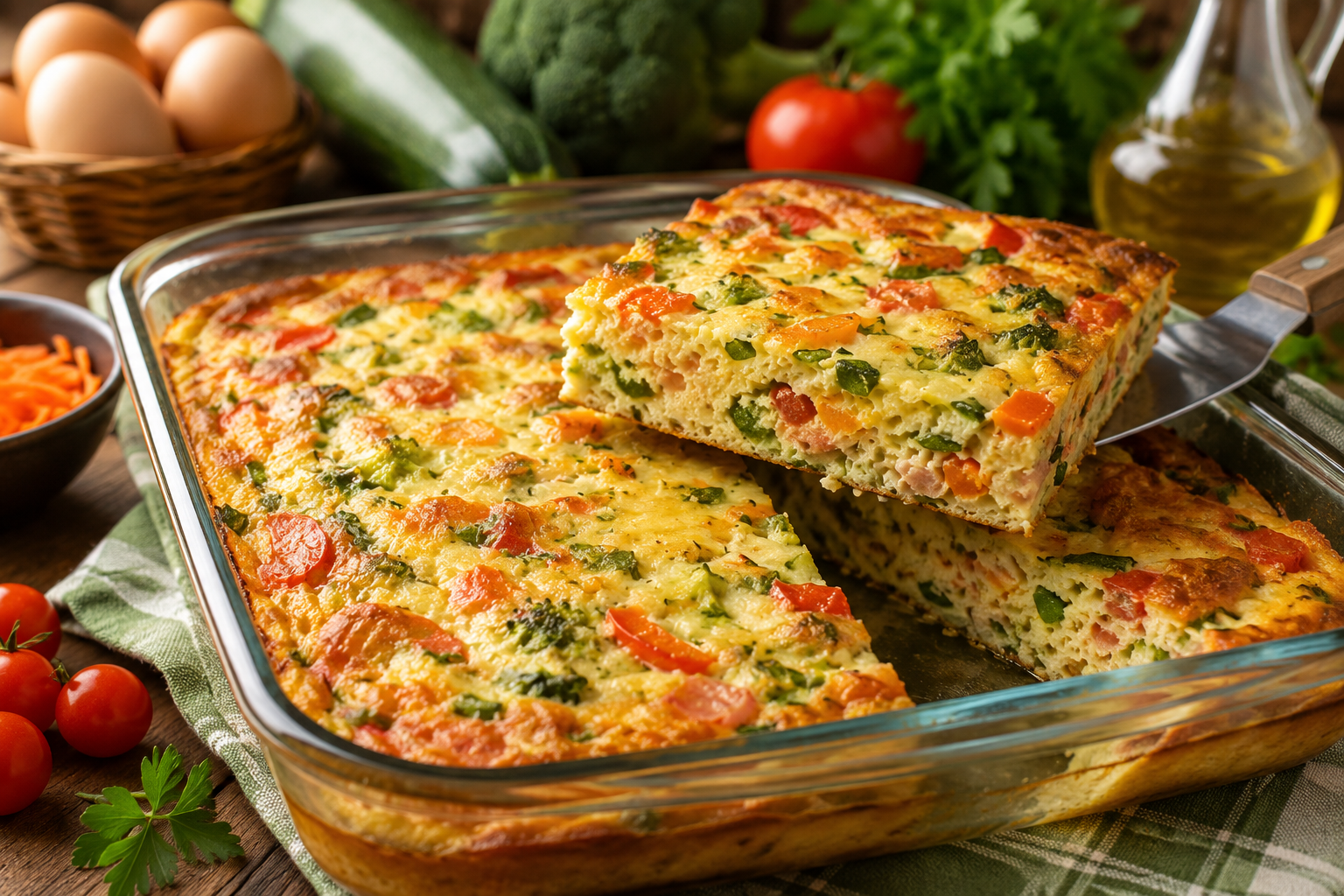 Omelete Fit de Forno: A Receita Completa, Rica em Proteínas e Cheia de Legumes que Vira Refeição para a Semana Toda