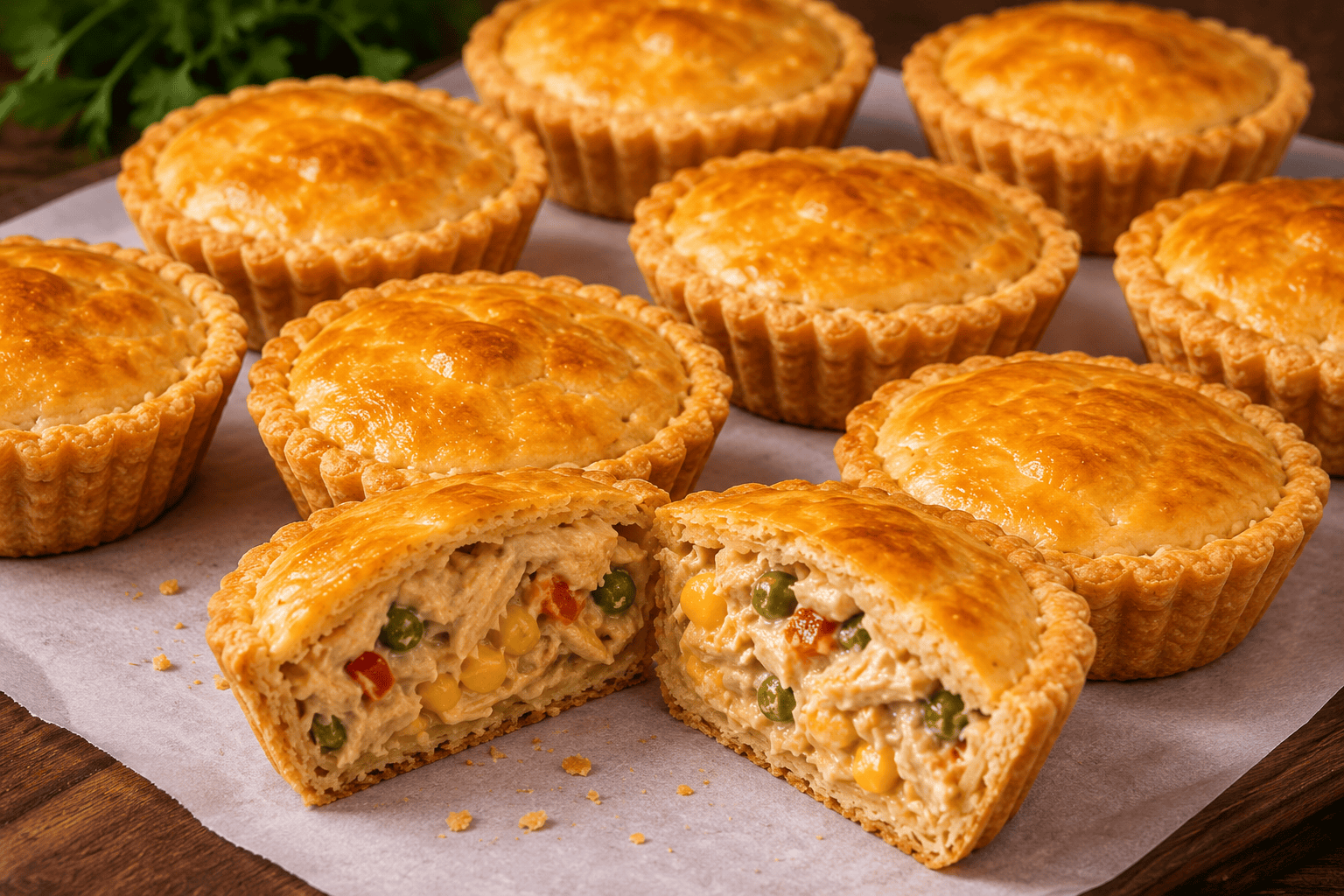 Mini Tortinhas Cremosas de Frango com Legumes: crocantes por fora, super recheadas por dentro e perfeitas para qualquer ocasião