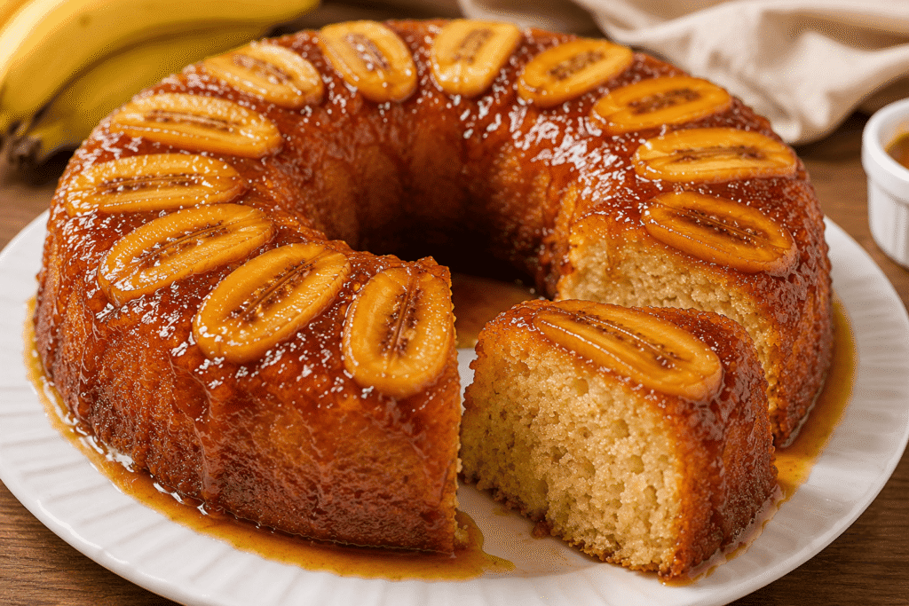 Bolo de Banana Caramelizado: essa receita fica tão molhadinha que parece de confeitaria