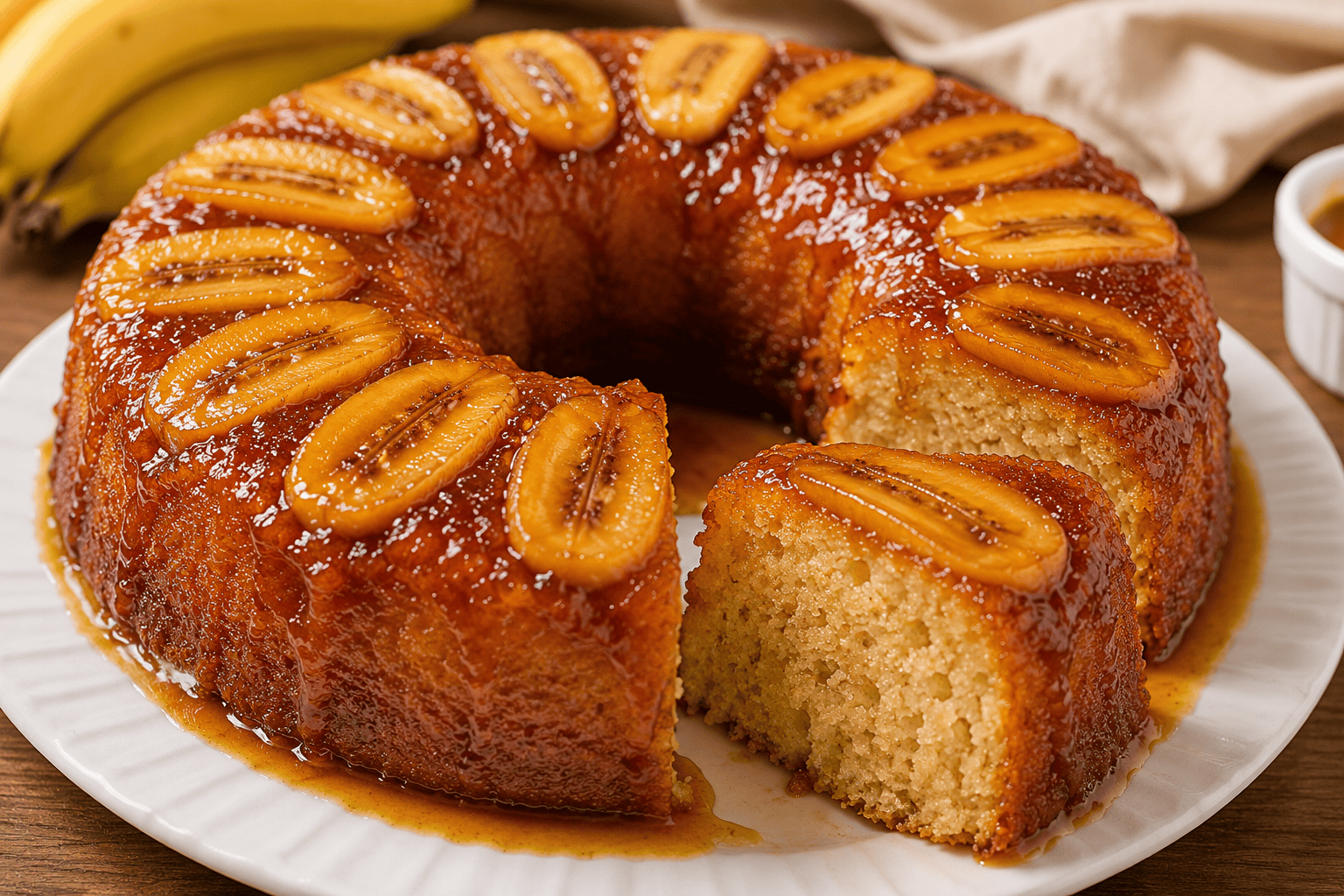 Bolo de Banana Caramelizado: essa receita fica tão molhadinha que parece de confeitaria