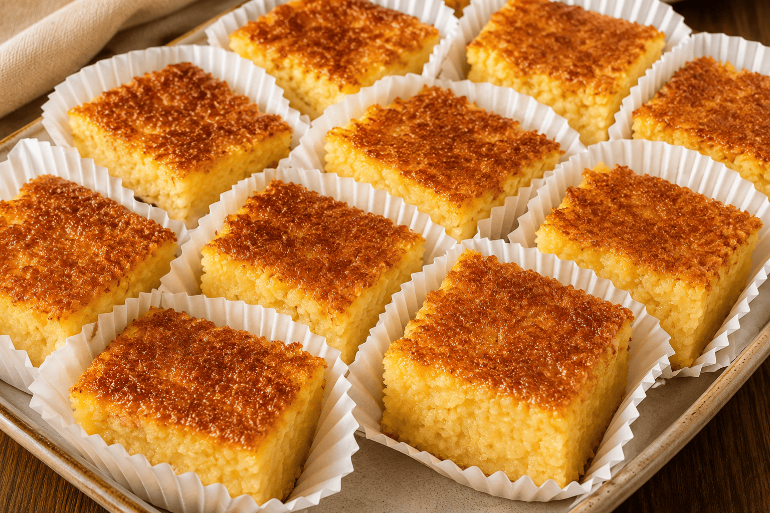 Fiz esse Bombocado de Fubá simples e ficou tão gostoso que desapareceu da mesa em segundos