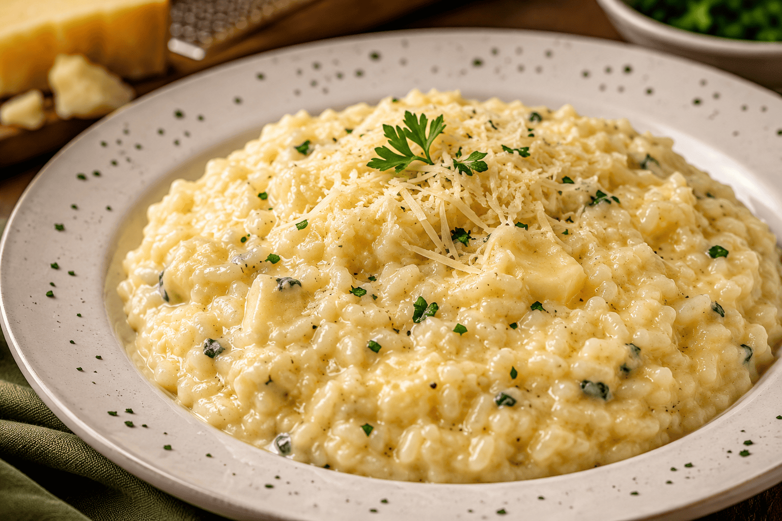 Risoto Quatro Queijos: o prato cremoso que transforma ingredientes simples em uma refeição digna de restaurante