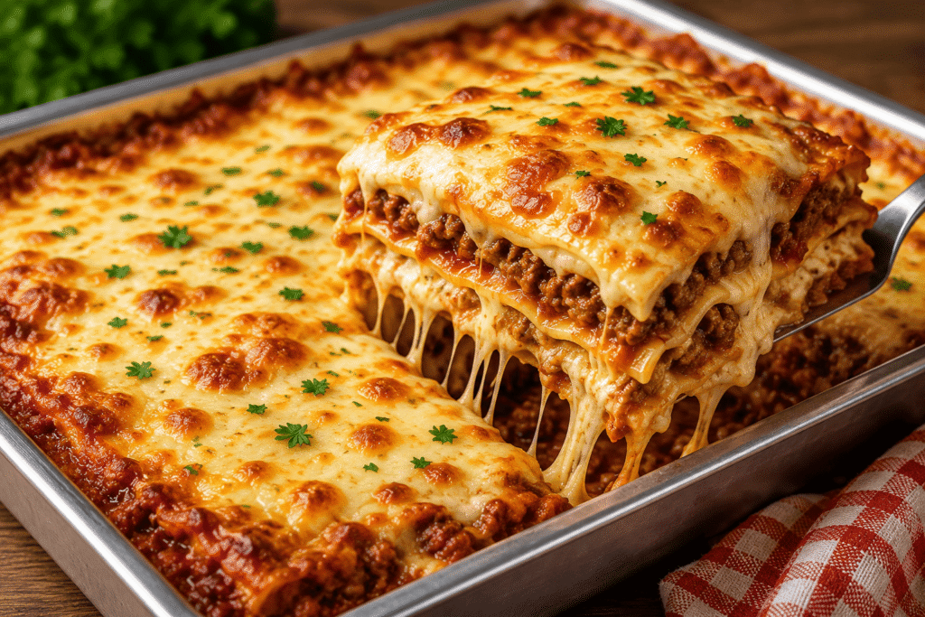 Fiz essa Lasanha Cremosa de Carne Moída e todo mundo aqui em casa pediu mais