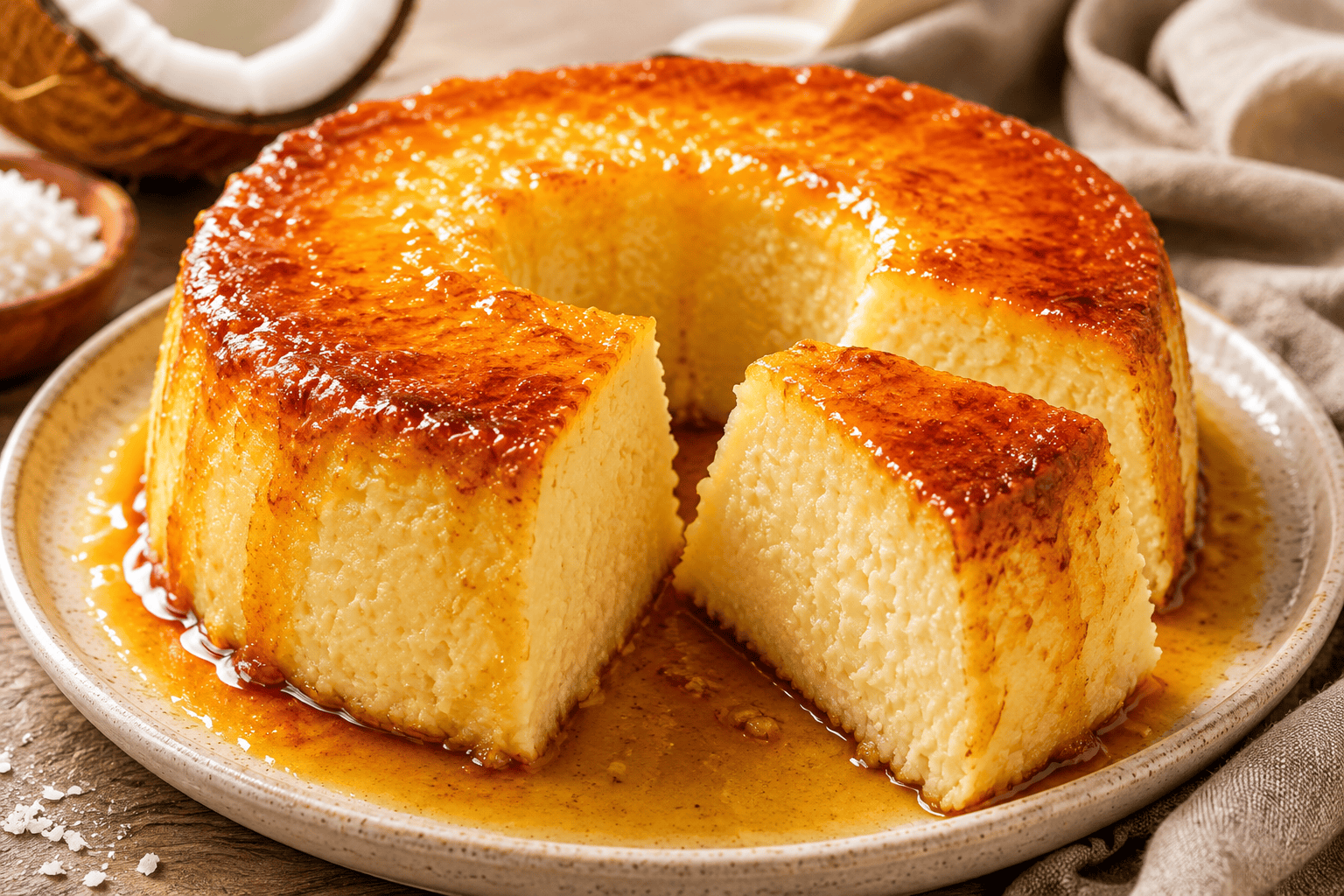 Fiz esse Pudim de Tapioca Cremoso e todo mundo pediu mais um pedaço