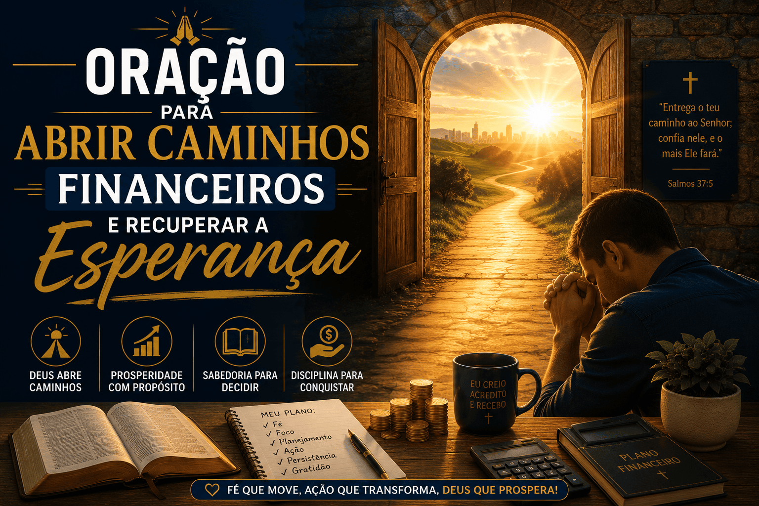 Oração para abrir caminhos financeiros e recuperar a esperança